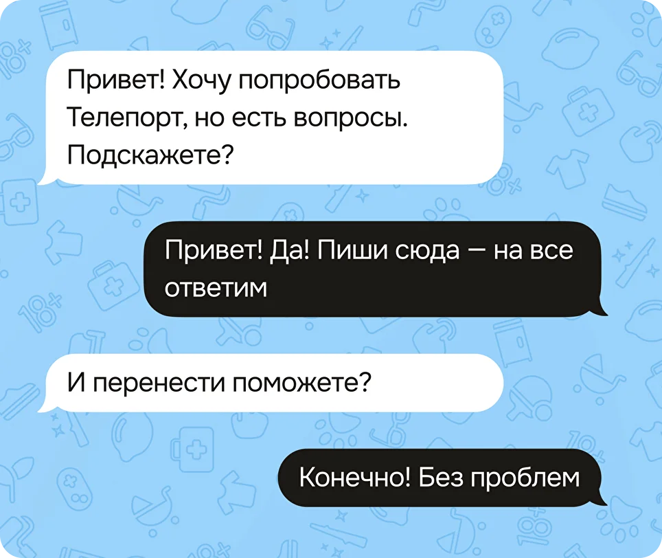 Диалог с командой поддержки Teleport